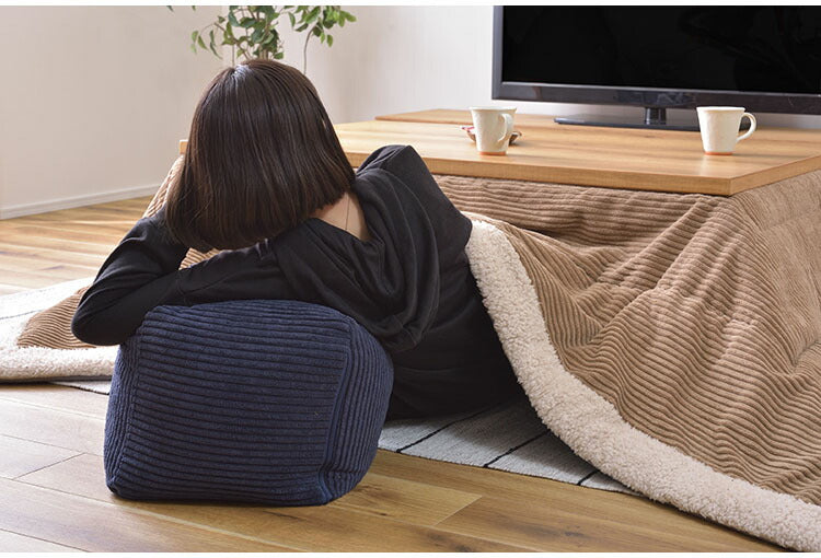 クッション ビーズクッション ミニビーズクッション コーデュロイ キューブ型 四角 カバーロング ダブルファスナー マイクロビーズ 持ち運び 軽い コンパクト シンプル ナチュラル(代引不可)