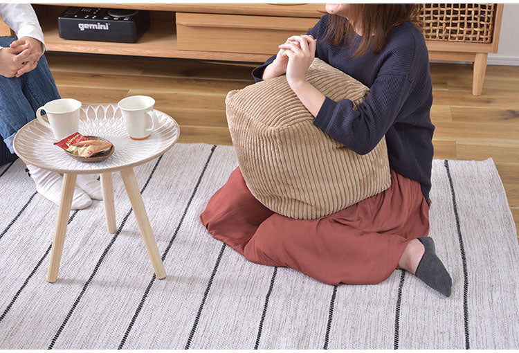 クッション ビーズクッション ミニビーズクッション コーデュロイ キューブ型 四角 カバーロング ダブルファスナー マイクロビーズ 持ち運び 軽い コンパクト シンプル ナチュラル(代引不可)