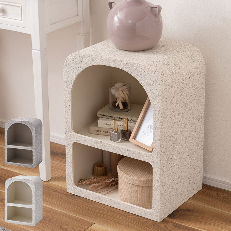 シェルフ 幅40cm 納 繊維板 おしゃれ シンプル シック モダン テラゾー柄 おしゃれ かわいい 角丸 ライトグレー ホワイト リビング ダイニング 寝室(代引不可)