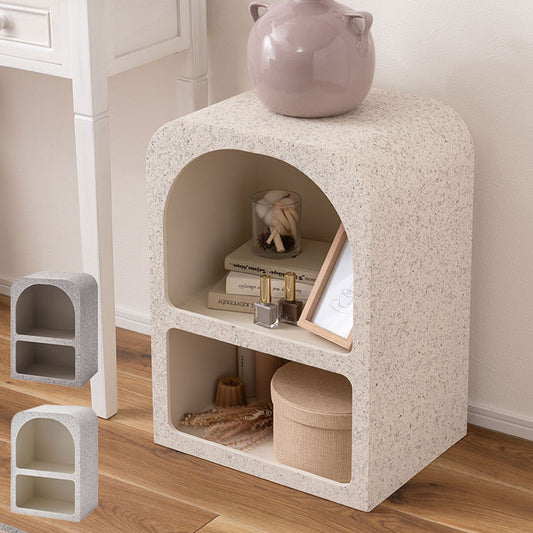 シェルフ 幅40cm 納 繊維板 おしゃれ シンプル シック モダン テラゾー柄 おしゃれ かわいい 角丸 ライトグレー ホワイト リビング ダイニング 寝室(代引不可)