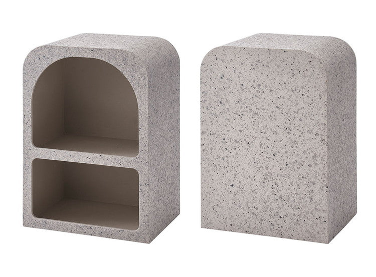 シェルフ 幅40cm 納 繊維板 おしゃれ シンプル シック モダン テラゾー柄 おしゃれ かわいい 角丸 ライトグレー ホワイト リビング ダイニング 寝室(代引不可)