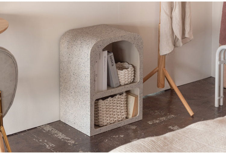 シェルフ 幅40cm 納 繊維板 おしゃれ シンプル シック モダン テラゾー柄 おしゃれ かわいい 角丸 ライトグレー ホワイト リビング ダイニング 寝室(代引不可)