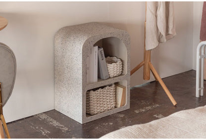 シェルフ 幅40cm 納 繊維板 おしゃれ シンプル シック モダン テラゾー柄 おしゃれ かわいい 角丸 ライトグレー ホワイト リビング ダイニング 寝室(代引不可)