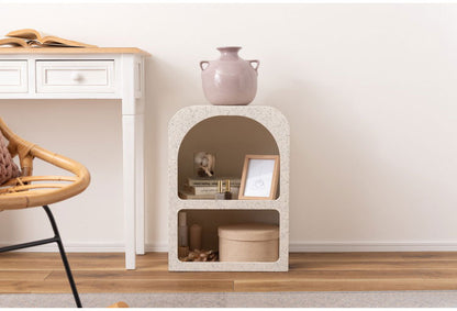 シェルフ 幅40cm 納 繊維板 おしゃれ シンプル シック モダン テラゾー柄 おしゃれ かわいい 角丸 ライトグレー ホワイト リビング ダイニング 寝室(代引不可)