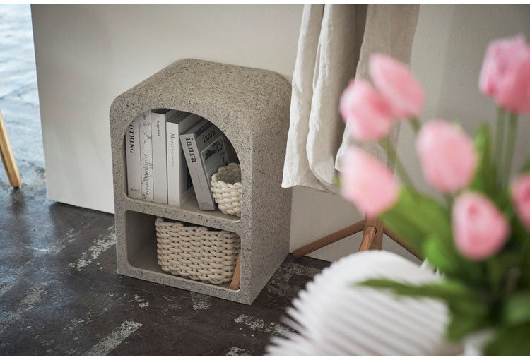 シェルフ 幅40cm 納 繊維板 おしゃれ シンプル シック モダン テラゾー柄 おしゃれ かわいい 角丸 ライトグレー ホワイト リビング ダイニング 寝室(代引不可)