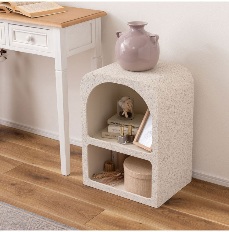 シェルフ 幅40cm 納 繊維板 おしゃれ シンプル シック モダン テラゾー柄 おしゃれ かわいい 角丸 ライトグレー ホワイト リビング ダイニング 寝室(代引不可)