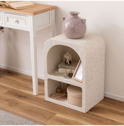 シェルフ 幅40cm 納 繊維板 おしゃれ シンプル シック モダン テラゾー柄 おしゃれ かわいい 角丸 ライトグレー ホワイト リビング ダイニング 寝室(代引不可)