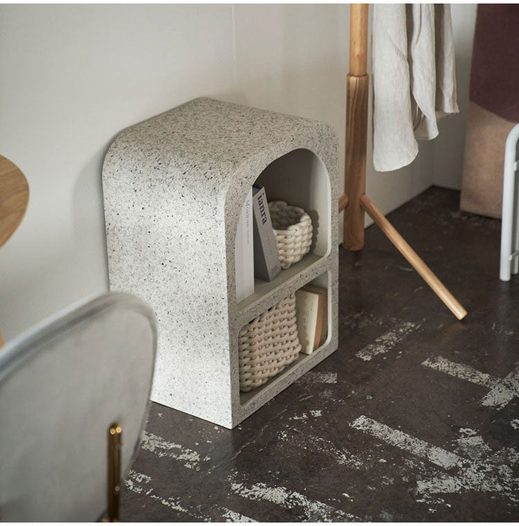 シェルフ 幅40cm 納 繊維板 おしゃれ シンプル シック モダン テラゾー柄 おしゃれ かわいい 角丸 ライトグレー ホワイト リビング ダイニング 寝室(代引不可)