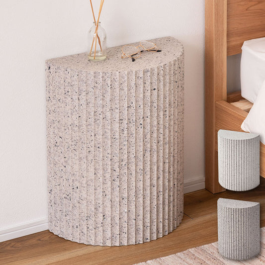 サイドテーブル 幅40cm 繊維板 おしゃれ シンプル シック モダン テラゾー柄 おしゃれ かわいい 角丸 ライトグレー ホワイト リビング ダイニング 寝室(代引不可)