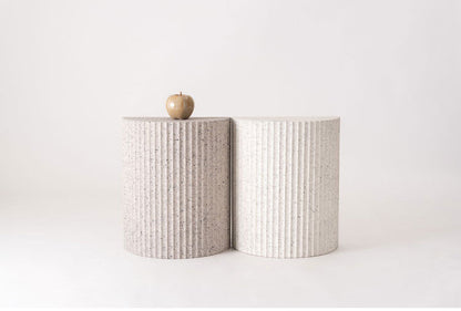 サイドテーブル 幅40cm 繊維板 おしゃれ シンプル シック モダン テラゾー柄 おしゃれ かわいい 角丸 ライトグレー ホワイト リビング ダイニング 寝室(代引不可)