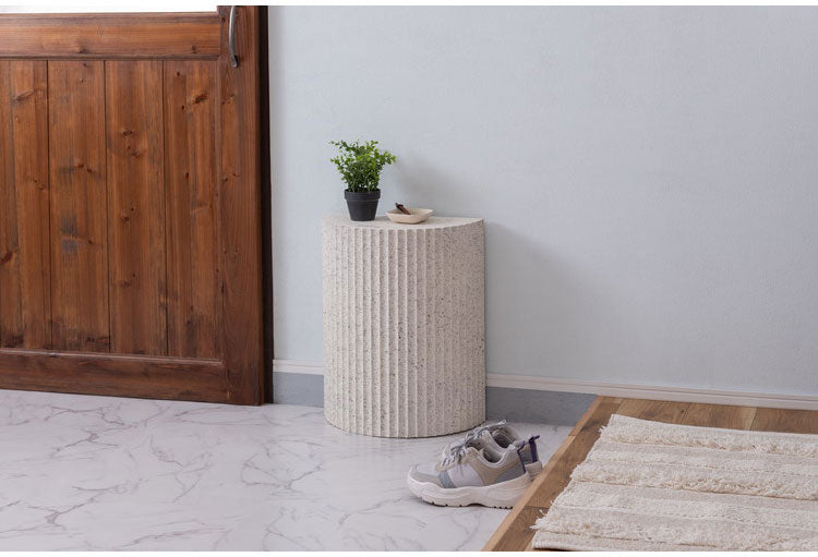 サイドテーブル 幅40cm 繊維板 おしゃれ シンプル シック モダン テラゾー柄 おしゃれ かわいい 角丸 ライトグレー ホワイト リビング ダイニング 寝室(代引不可)