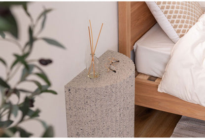 サイドテーブル 幅40cm 繊維板 おしゃれ シンプル シック モダン テラゾー柄 おしゃれ かわいい 角丸 ライトグレー ホワイト リビング ダイニング 寝室(代引不可)