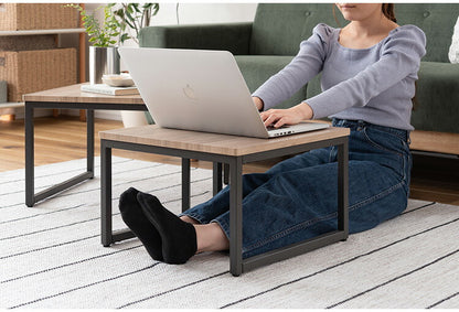 ネストテーブル MIP-15D 東谷 ネストテーブル テーブル 机 ダブル 正方形 リビングテーブル ローテーブル センターテーブル ソファテーブル コンパクト 木目 ナチュラル スチール シンプル ワイド(代引不可)