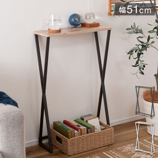 コンソール MIP-16 東谷 コンソール テーブル 机 スリム 省スペース コンパクト 玄関 木目調 スチール脚 サイドテーブル リビング シンプル ミニテーブル 黒 おしゃれ ハイタイプ(代引不可)