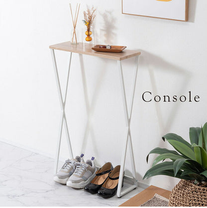 コンソール MIP-16 東谷 コンソール テーブル 机 スリム 省スペース コンパクト 玄関 木目調 スチール脚 サイドテーブル リビング シンプル ミニテーブル 黒 おしゃれ ハイタイプ(代引不可)