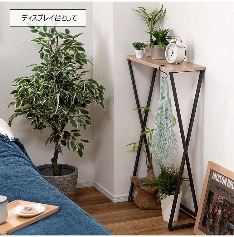 コンソール MIP-16 東谷 コンソール テーブル 机 スリム 省スペース コンパクト 玄関 木目調 スチール脚 サイドテーブル リビング シンプル ミニテーブル 黒 おしゃれ ハイタイプ(代引不可)