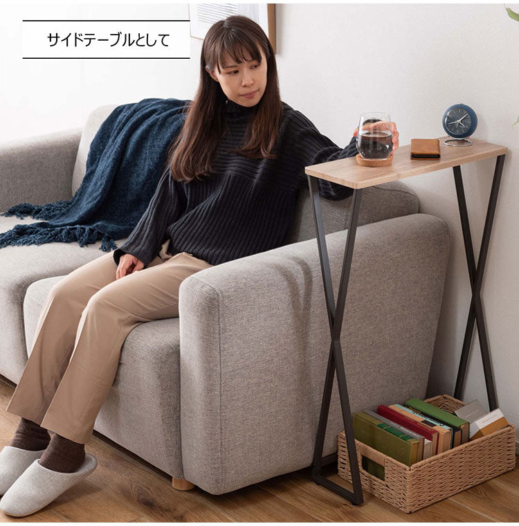 コンソール MIP-16 東谷 コンソール テーブル 机 スリム 省スペース コンパクト 玄関 木目調 スチール脚 サイドテーブル リビング シンプル ミニテーブル 黒 おしゃれ ハイタイプ(代引不可)