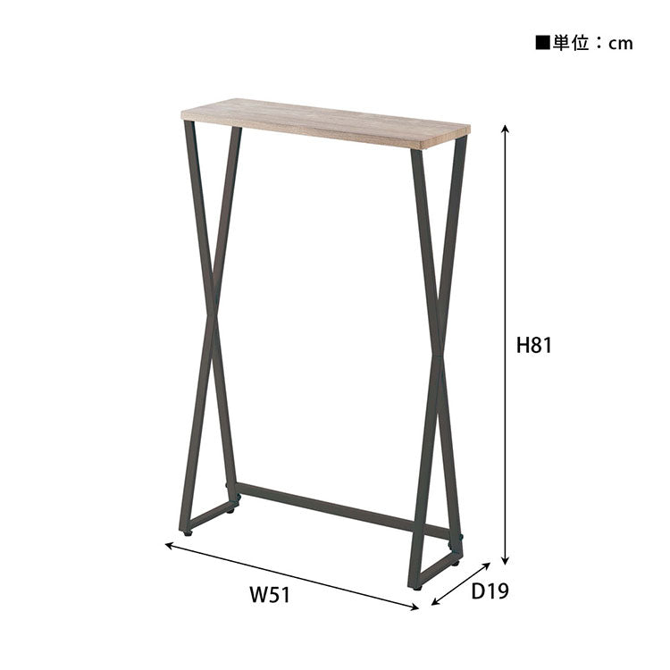 コンソール MIP-16 東谷 コンソール テーブル 机 スリム 省スペース コンパクト 玄関 木目調 スチール脚 サイドテーブル リビング シンプル ミニテーブル 黒 おしゃれ ハイタイプ(代引不可)