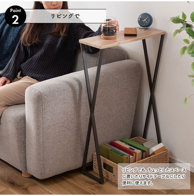 コンソール MIP-16 東谷 コンソール テーブル 机 スリム 省スペース コンパクト 玄関 木目調 スチール脚 サイドテーブル リビング シンプル ミニテーブル 黒 おしゃれ ハイタイプ(代引不可)