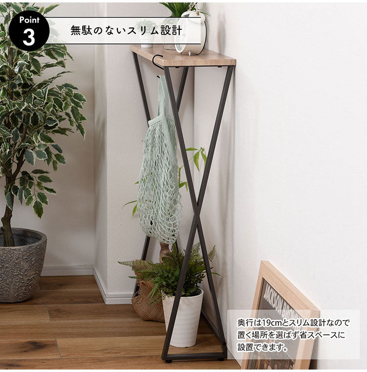 コンソール MIP-16 東谷 コンソール テーブル 机 スリム 省スペース コンパクト 玄関 木目調 スチール脚 サイドテーブル リビング シンプル ミニテーブル 黒 おしゃれ ハイタイプ(代引不可)