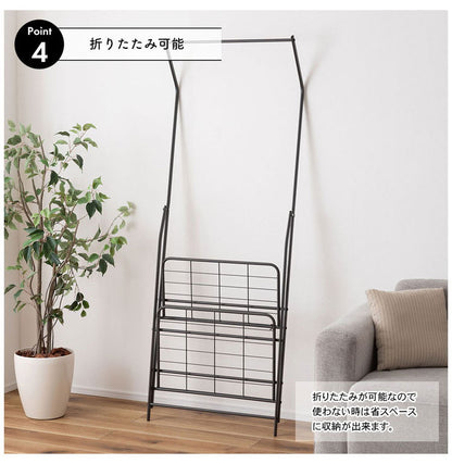 ハンガーラック MIP-58 東谷 部屋干し スリム 棚板付き 2段 コンパクト 幅60cm 省スペース 薄型 スチール 玄関 リビング 洋服掛け 衣類収納 ホワイト 押し入れ 軽量 推し活 ランドセル(代引不可)