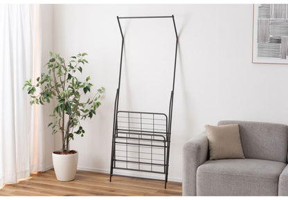 ハンガーラック MIP-58 東谷 部屋干し スリム 棚板付き 2段 コンパクト 幅60cm 省スペース 薄型 スチール 玄関 リビング 洋服掛け 衣類収納 ホワイト 押し入れ 軽量 推し活 ランドセル(代引不可)