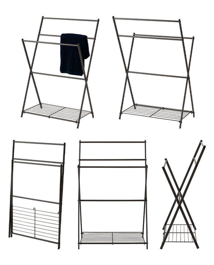 フォールディング タオルハンガー MIP-59DGY 東谷 折りたたみ ハンガーラック タオル掛け 乾燥 選択 除湿 コンパクト スリム ホテル 旅館 すき間収納 便利 衣服 服 洗濯物 物干し 折り畳み(代引不可)