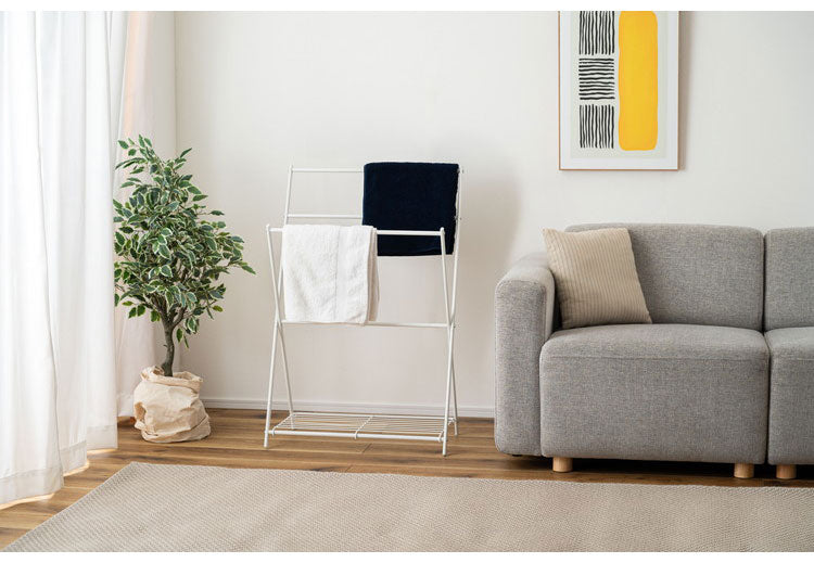 フォールディング タオルハンガー MIP-59DGY 東谷 折りたたみ ハンガーラック タオル掛け 乾燥 選択 除湿 コンパクト スリム ホテル 旅館 すき間収納 便利 衣服 服 洗濯物 物干し 折り畳み(代引不可)