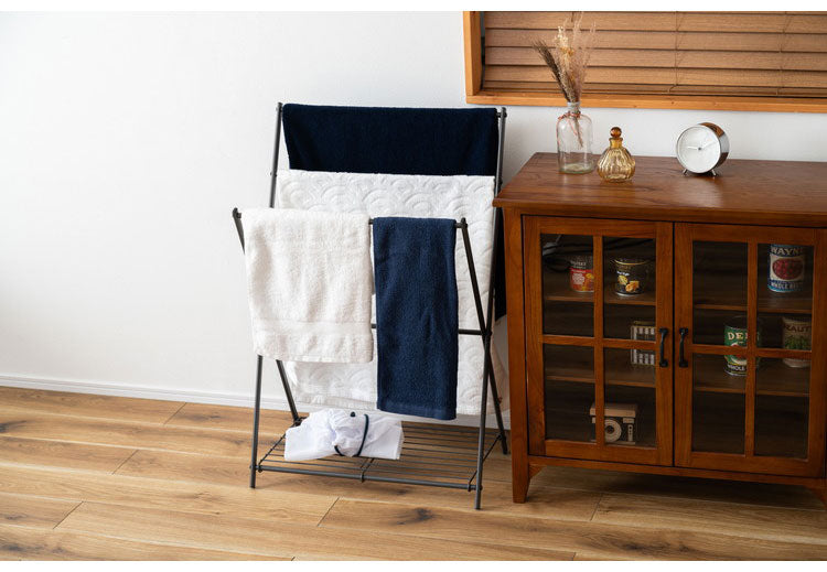 フォールディング タオルハンガー MIP-59DGY 東谷 折りたたみ ハンガーラック タオル掛け 乾燥 選択 除湿 コンパクト スリム ホテル 旅館 すき間収納 便利 衣服 服 洗濯物 物干し 折り畳み(代引不可)