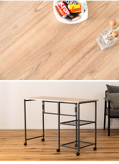 バタフライデスク 北欧 おしゃれ シンプル デザイン 棚 ナチュラル デスク オープンラック 1台2役 2WAY テーブル 多機能 サイドテーブル ワゴン キャスター付き 目隠し収納 スチール 広々天板 作業台(代引不可)