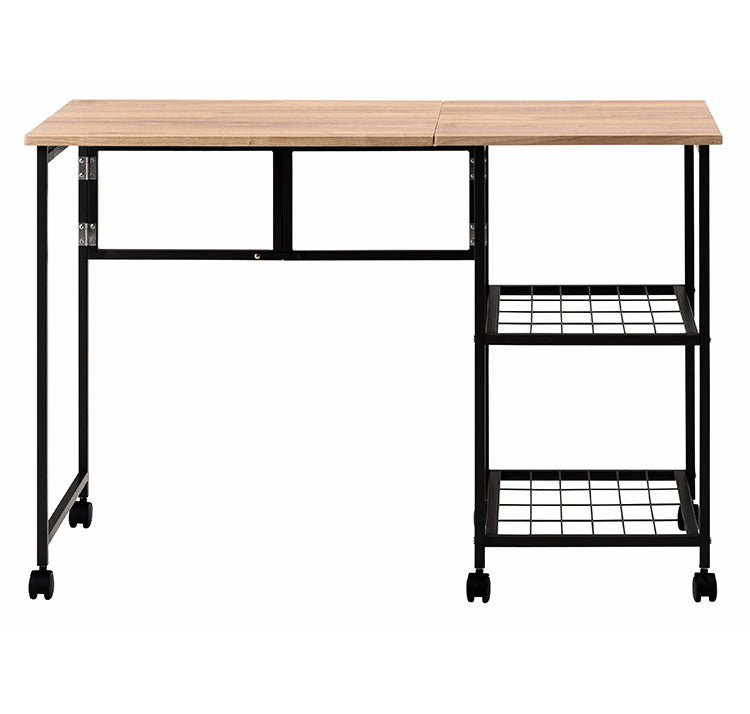 バタフライデスク 北欧 おしゃれ シンプル デザイン 棚 ナチュラル デスク オープンラック 1台2役 2WAY テーブル 多機能 サイドテーブル ワゴン キャスター付き 目隠し収納 スチール 広々天板 作業台(代引不可)