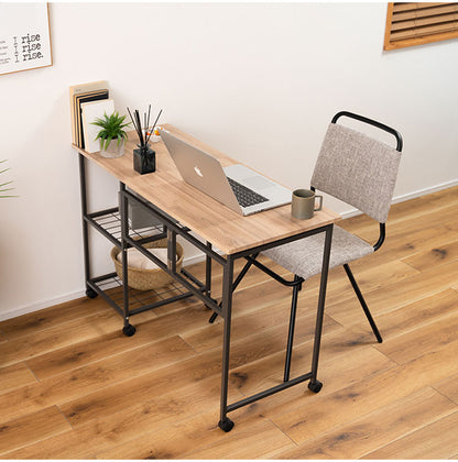 バタフライデスク 北欧 おしゃれ シンプル デザイン 棚 ナチュラル デスク オープンラック 1台2役 2WAY テーブル 多機能 サイドテーブル ワゴン キャスター付き 目隠し収納 スチール 広々天板 作業台(代引不可)