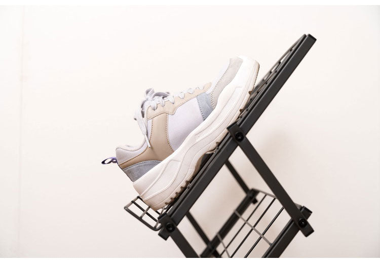 フォールディングシューズラック シューズラック 靴 くつ ラック シューズ スリム 玄関 収納 すっきり シンプル 省スペース スチール 金属 おしゃれ コンパクト 通気性 機能性 ストッパー付き 本棚(代引不可)