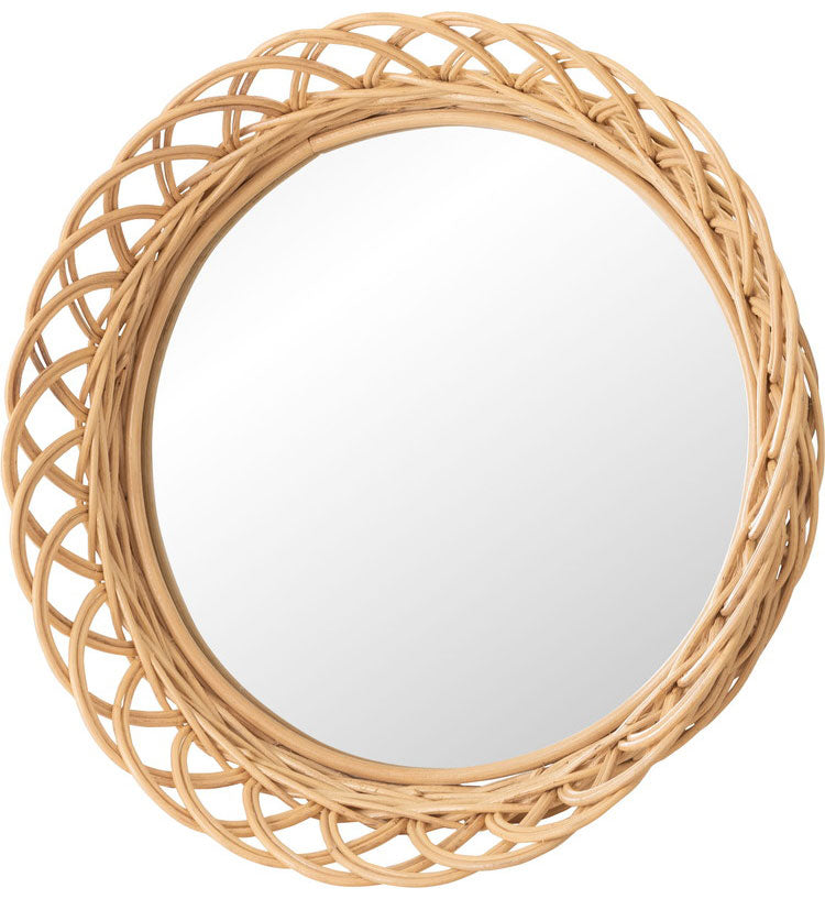 ラタンミラー ミラー 鏡 姿見 壁掛け ウォールミラー 丸型 円型 ラタン 籐 シンプル おしゃれ ナチュラル インテリア 省スペース 新生活 一人暮らし(代引不可)