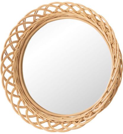 ラタンミラー ミラー 鏡 姿見 壁掛け ウォールミラー 丸型 円型 ラタン 籐 シンプル おしゃれ ナチュラル インテリア 省スペース 新生活 一人暮らし(代引不可)