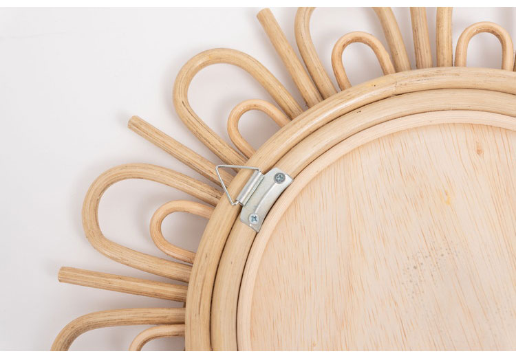 ラタンミラー ミラー 鏡 姿見 壁掛け ウォールミラー スタンド 丸型 円型 ラタン 籐 シンプル おしゃれ ナチュラル インテリア 省スペース 新生活 一人暮らし(代引不可)