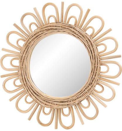 ラタンミラー ミラー 鏡 姿見 壁掛け ウォールミラー スタンド 丸型 円型 ラタン 籐 シンプル おしゃれ ナチュラル インテリア 省スペース 新生活 一人暮らし(代引不可)