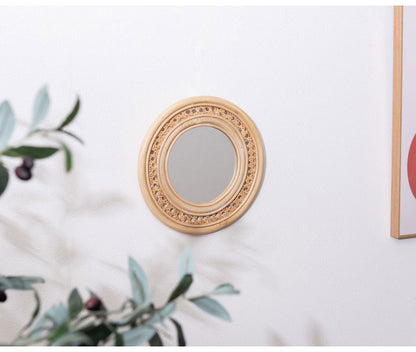 ラタンミラー スタンド付き ミラー 鏡 姿見 スタンド スタンド付き 丸型 円型 ラタン 籐 インテリア 省スペース 新生活 一人暮らし(代引不可)