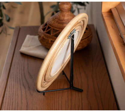 ラタンミラー スタンド付き ミラー 鏡 姿見 スタンド スタンド付き 丸型 円型 ラタン 籐 インテリア 省スペース 新生活 一人暮らし(代引不可)