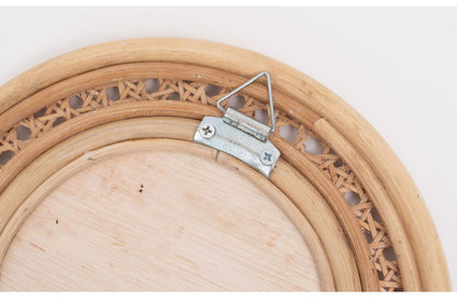 ラタンミラー スタンド付き ミラー 鏡 姿見 スタンド スタンド付き 丸型 円型 ラタン 籐 インテリア 省スペース 新生活 一人暮らし(代引不可)