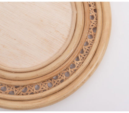 ラタンミラー スタンド付き ミラー 鏡 姿見 スタンド スタンド付き 丸型 円型 ラタン 籐 インテリア 省スペース 新生活 一人暮らし(代引不可)