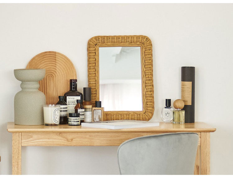 ラタンミラー ミラー 鏡 姿見 壁掛け ウォールミラー 丸型 円型 ラタン 籐 シンプル おしゃれ ナチュラル インテリア 省スペース 新生活 一人暮らし(代引不可)