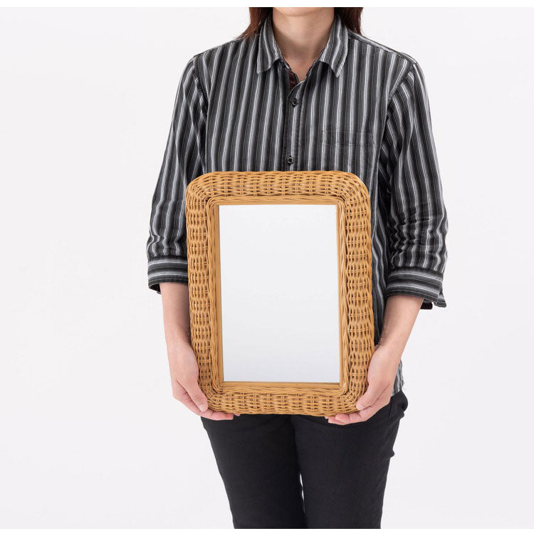 ラタンミラー ミラー 鏡 姿見 壁掛け ウォールミラー 丸型 円型 ラタン 籐 シンプル おしゃれ ナチュラル インテリア 省スペース 新生活 一人暮らし(代引不可)