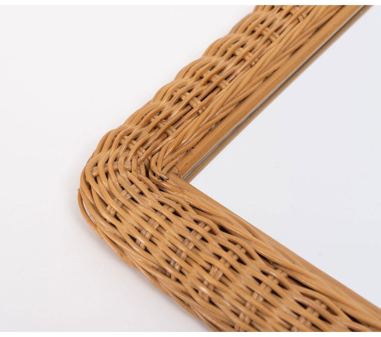 ラタンミラー ミラー 鏡 姿見 壁掛け ウォールミラー 丸型 円型 ラタン 籐 シンプル おしゃれ ナチュラル インテリア 省スペース 新生活 一人暮らし(代引不可)