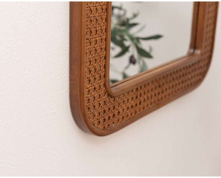 ミラー 幅45cm 鏡 おしゃれ 北欧 可愛い 小さめ 小さい 韓国インテリア かわいい おしゃれ ブラウン ナチュラル リビング 洋室 和室 玄関 置き型 壁掛け(代引不可)