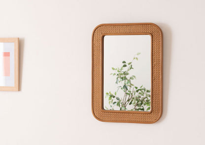 ミラー 幅45cm 鏡 おしゃれ 北欧 可愛い 小さめ 小さい 韓国インテリア かわいい おしゃれ ブラウン ナチュラル リビング 洋室 和室 玄関 置き型 壁掛け(代引不可)