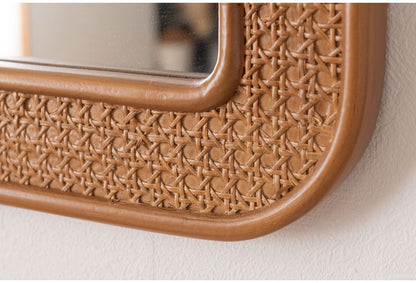 ミラー 幅45cm 鏡 おしゃれ 北欧 可愛い 小さめ 小さい 韓国インテリア かわいい おしゃれ ブラウン ナチュラル リビング 洋室 和室 玄関 置き型 壁掛け(代引不可)