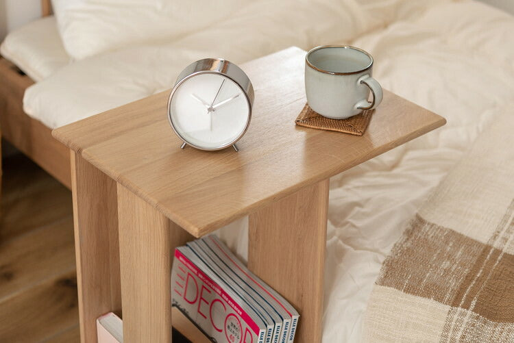 サイドテーブル 木製サイドテーブル ナイトテーブル おしゃれ オーク 無垢材 ナチュラル 天然木 北欧 モダン シンプル 収納 マガジンラック 寝室 ソファサイド ベッドサイド(代引不可)