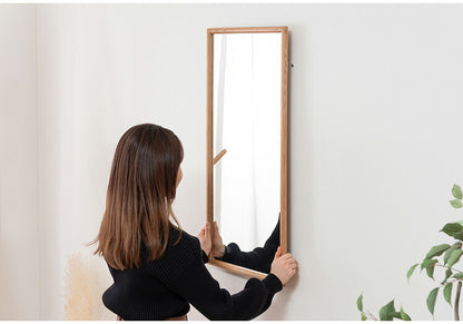 ウォールミラー MTK-310 東谷 ウォールミラー ミラー 鏡 かがみ 壁 壁掛け 壁掛けミラー 姿見 長方形 80×40 40×80 木製 天然木 オーク ドレッサー 玄関 リビング 飛散防止 ナチュラル ベージュ(代引不可)