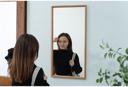 ウォールミラー MTK-310 東谷 ウォールミラー ミラー 鏡 かがみ 壁 壁掛け 壁掛けミラー 姿見 長方形 80×40 40×80 木製 天然木 オーク ドレッサー 玄関 リビング 飛散防止 ナチュラル ベージュ(代引不可)